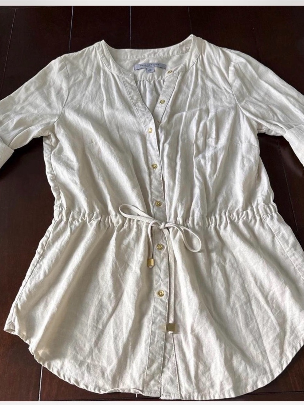 Marc New York Cream Button-Front Drawstring